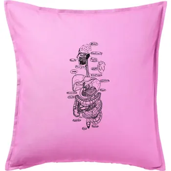 Polštář Skica lidských orgánů - Polštář 50x50 - 50x50 - Pouze potah ( Růžová )