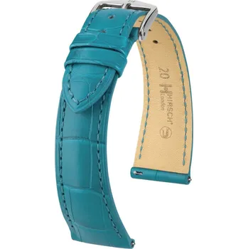 Módní doplněk Kožený řemínek Hirsch London 04307183-2, modrý, aligátoří kůže, Quick Release