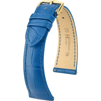 Řemínek na hodinky Kožený řemínek Hirsch London 04307185-7, modrý, aligátoří kůže, Quick Release