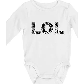 LOL nápis - Body kojenecké s dlouhým rukávem - Dlouhý r. 3-6 měs ( Bílá )