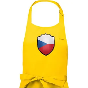 Kuchyňská zástěra Česká vlajka erb - Pánská zástěra na vaření - Univerzální velikost ( Žlutá )