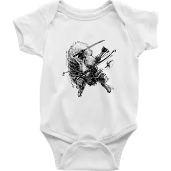 Kojenecký body Skica ninja veverka - Body kojenecké s krátkým rukávem - Krátký r. 12-18 měs ( Bílá )