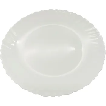 Talíř TALÍŘ TALÍŘEK DEZERTNÍ BÍLÝ KERAMICKÝ S VLNKOVKOU 19 CM