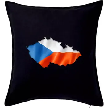 Polštář Česká vlajka v obrysu republiky - Polštář 50x50 - 50x50 - Pouze potah ( Černá )