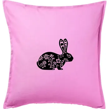 Polštář Zajíc květy - Polštář 50x50 - 50x50 - Pouze potah ( Růžová )