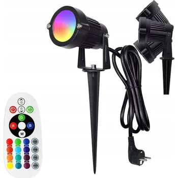 1 KS ZAHRADNÍ REFLEKTOR ZAPICHOVACÍ ČERNÝ IP65 + LED RGB