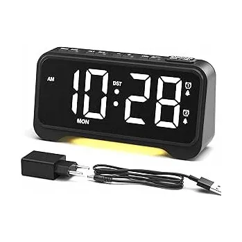 Budík LED DIGITÁLNÍ BUDÍK S LAMPICKOU, HODINY S VELKÝMI ČÍSLICEMI, USB/ USB-C