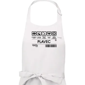 Kuchyňská zástěra Čárový kód - Plavec - Pánská zástěra na vaření - Univerzální velikost ( Bílá )