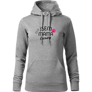 Dámská mikina Jsem máma Čivavy - Mikina dámská Cape s kapucí - M ( Tmavě šedý melír )