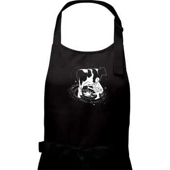 Kuchyňská zástěra Milky Way Kráva - Dámská zástěra na vaření - Univerzální velikost ( Černá )