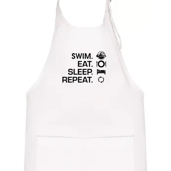 Kuchyňská zástěra Eat sleep swim - Dětská zástěra na vaření - Univerzální velikost ( Bílá )