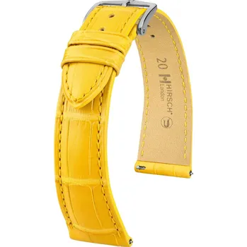 Módní doplněk Kožený řemínek Hirsch London 04307172-2, žlutý, aligátoří kůže, Quick Release