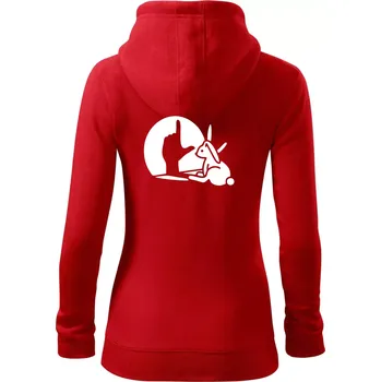 Dámská mikina Zajíc stín loser - Dámská mikina trendy zipper s kapucí - XS ( Červená )