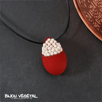 Náhrdelník Radis et Capucine Živé šperky - Náhrdelník Slza červený s trvalými bílými květy