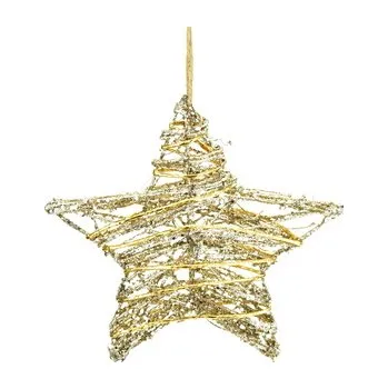 Vánoční dekorace Hvězda trojrozměrná ratanová 20 cm