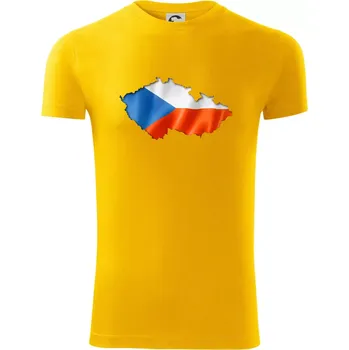 Pánské tričko Česká vlajka v obrysu republiky - Viper FIT - Pánské zůžené tričko - 2XL ( Žlutá )