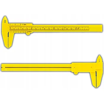 Posuvné měřítko PLASTOVÁ POSUVNÁ MĚŘÍTKA S NONIEM, ŽLUTÁ, 150 mm, PRO KANCELÁŘ I DOMÁCNOST