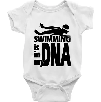 Kojenecký body Swimming is in my DNA - Body kojenecké s krátkým rukávem - Krátký r. 12-18 měs ( Bílá )