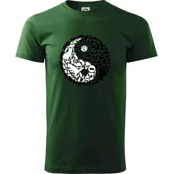 Pánské tričko YinYang Cats - Triko extra velké (5-8XL) - 6XL ( Lahvově zelená )