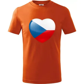 Chlapecké tričko Česká vlajka srdce - Tričko dětské bavlněné - 146 cm/10 let ( Oranžová )