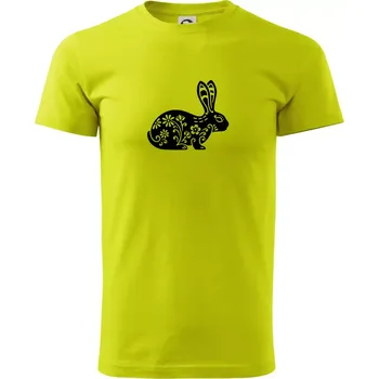 Pánské tričko Zajíc květy - Klasické pánské triko vyšší gramáže - 3XL ( Limetková )