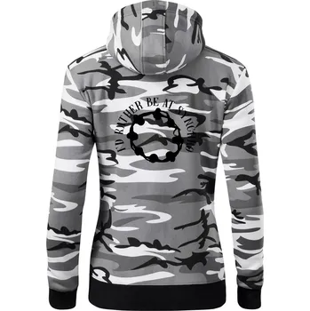 Dámská mikina I'd Rather Be At Synchro - Dámská mikina trendy zipper s kapucí - XL ( Šedý maskáč )