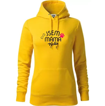 Dámská mikina Jsem máma Kolie - Mikina dámská Cape s kapucí - 2XL ( Žlutá )