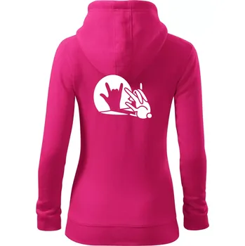 Dámská mikina Zajíc stín rock - Dámská mikina trendy zipper s kapucí - XS ( Purpurová )
