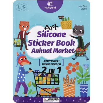 Hračka pro nejmenší TOOKYLAND Silikonová knížka s nálepkami: Zvířecí trh | LT308