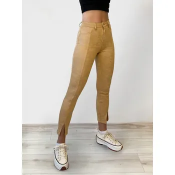 Dámské kalhoty Dámské dlouhé kalhoty s hadím vzorem camel, VELIKOST S