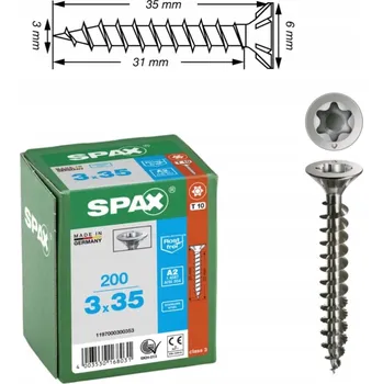 Vrut Univerzální vrut do dřeva spax 3,5 x 25 A2 TX, 200 ks (mini balení)