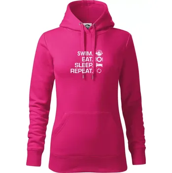 Dámská mikina Eat sleep swim - Mikina dámská Cape s kapucí - 2XL ( Purpurová )