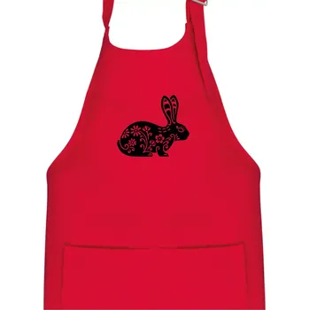 Kuchyňská zástěra Zajíc květy - Dětská zástěra na vaření - Univerzální velikost ( Červená )