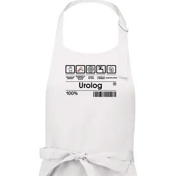 Kuchyňská zástěra Čárový kód - urolog - Pánská zástěra na vaření - Univerzální velikost ( Bílá )