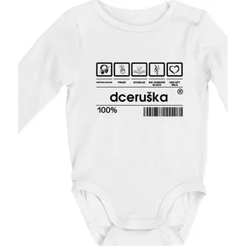Čárový kód - Dceruška - Body kojenecké s dlouhým rukávem - Dlouhý r. do 3 měs ( Bílá )