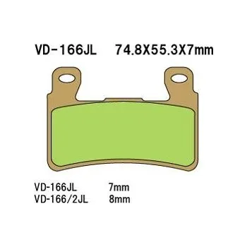 Brzdová destička VESRAH brzdové destičky KH265 / KH296 sintrované barva zlatá HONDA CBR/VTR přední (7mm) vyrobeno v Japonsku (VESRAH brzdové destičky KH265 / KH296 sintrované barva zlatá HONDA CBR/VTR přední (7mm) vyrobeno v Japonsku)