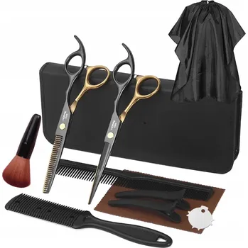 Kadeřnické nůžky Sada Kadeřnických Nůžek, Efilační Nůžky na Vlasy a Vousy + Pláštěnka