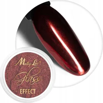 Prášek Ozdoby Na Nechty MOLLYLAC 0,3g Skleněný Efekt Zrcadlový Červený Č. 3