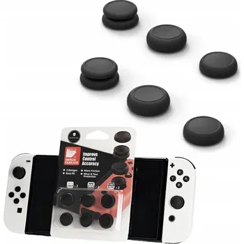 Herní konzole SADA SKULLCO 6x GUMOVÉ NÁVLEKY GRIPY pro NINTENDO SWITCH OLED LITE ČERNÉ