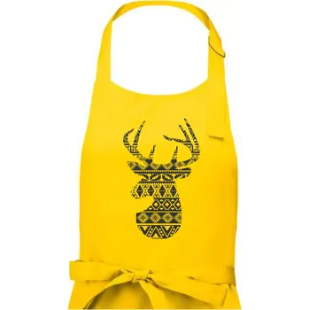 Kuchyňská zástěra Jelen - svetr s jelenem - Dámská zástěra na vaření - Univerzální velikost ( Žlutá )