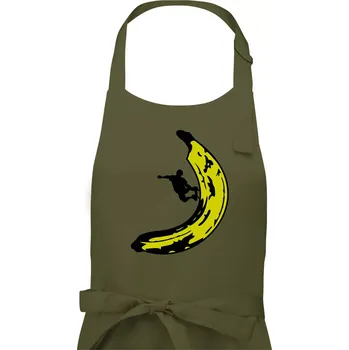 Kuchyňská zástěra Skateboardista na banánu - Pánská zástěra na vaření - Univerzální velikost ( Khaki )