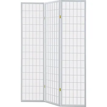 Paraván 3dílný paravan LANT — dřevo, tkanina, bílá