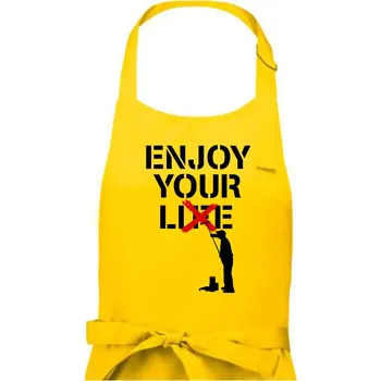 Kuchyňská zástěra Enjoy Your Lie - Pánská zástěra na vaření - Univerzální velikost ( Žlutá )