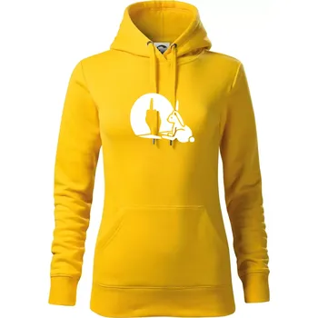Dámská mikina Zajíc stín fuck - Mikina dámská Cape s kapucí - L ( Žlutá )