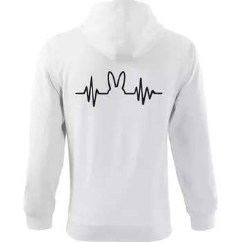 Pánská mikina EKG zajíc - Mikina s kapucí na zip trendy zipper - 2XL ( Bílá )