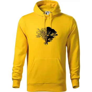 Pánská mikina Life And Death tree - Mikina pánská Cape s kapucí - S ( Žlutá )