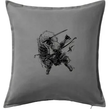 Polštář Skica ninja veverka - Polštář 50x50 - 50x50 - Pouze potah ( Tmavě šedý melír )