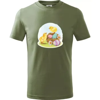 Chlapecké oblečení Velikonoční kuřátka - Tričko dětské bavlněné - 158 cm/12 let ( Khaki )