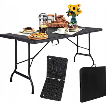 Zahradní stůl Skládací cateringový stůl 180x74x74 cm černý plast