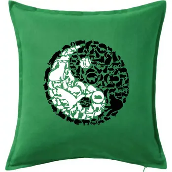 Polštář YinYang Cats - Polštář 50x50 - 50x50 - Pouze potah ( Středně zelená )
